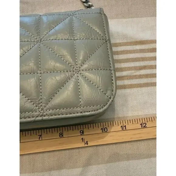 Rebecca Minkoff NWT | gray Deco quilted clutch handbag purse, silver accents - Picture 4 of 9